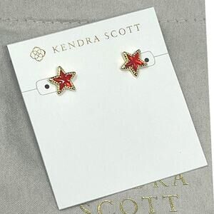Kendra Scott Cassidy Star Stud Earrings Red Illusion Gold Star | NWT